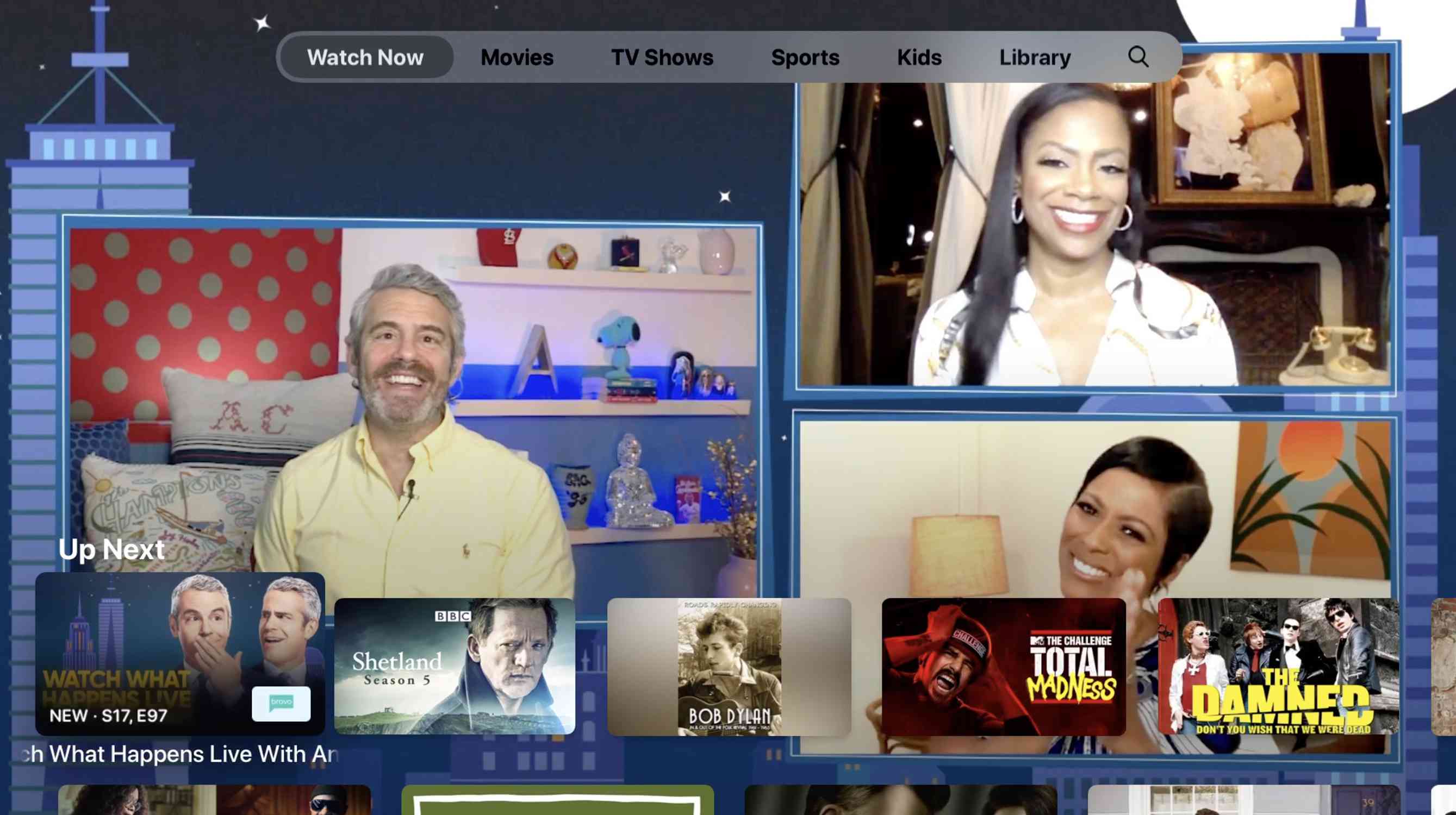 Captura de tela da tela inicial do aplicativo Apple TV