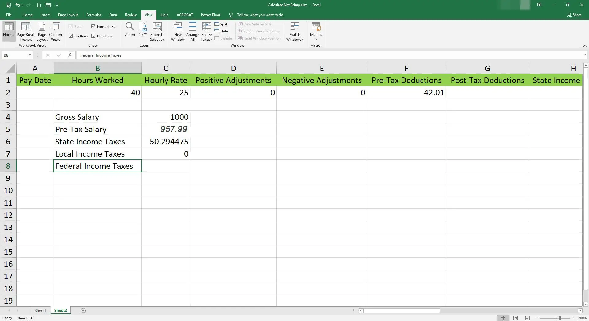Inserindo Imposto de Renda Federal em uma célula do Microsoft Excel.