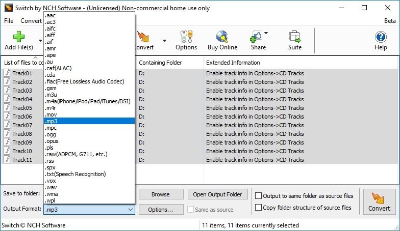 Captura de tela de Switch Audio File Converter