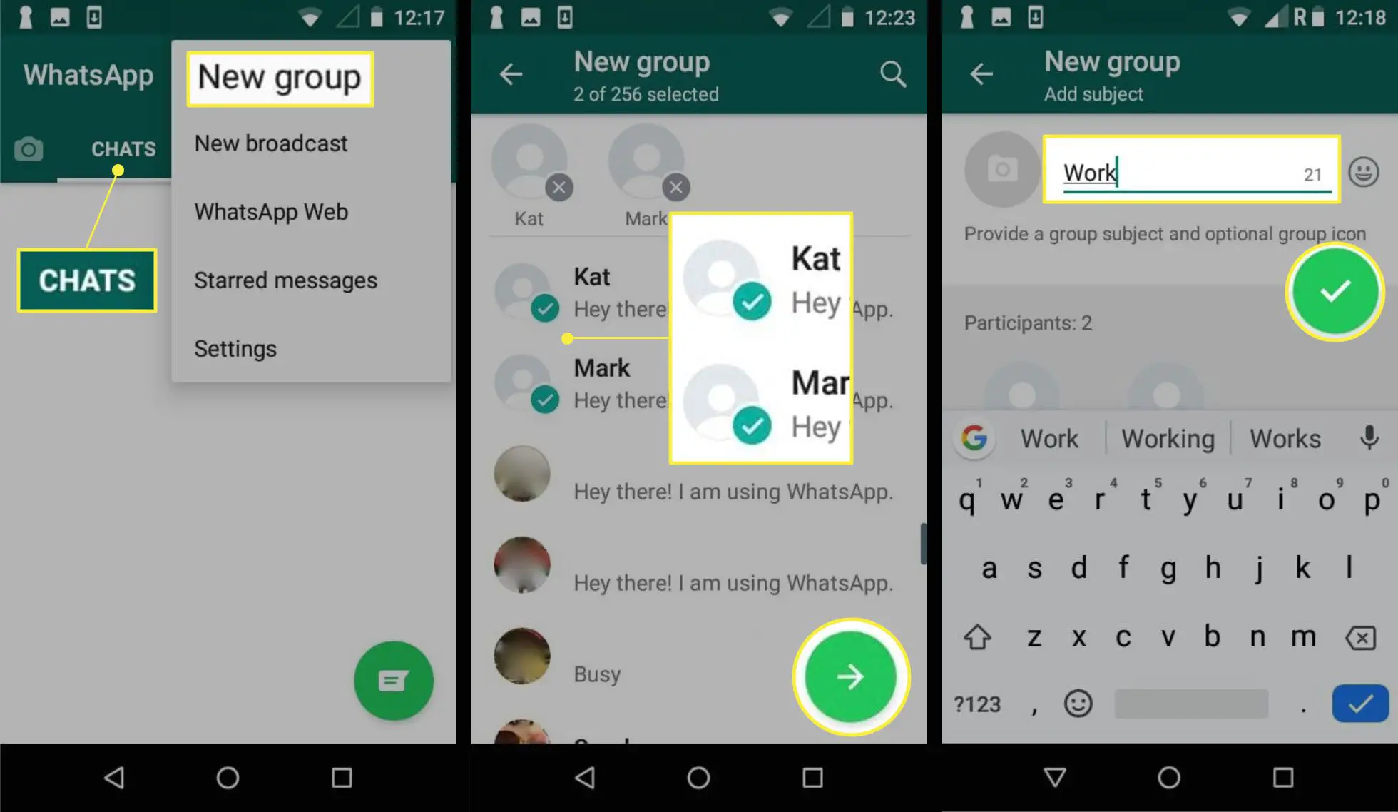 WhatsApp - criar grupo no Android