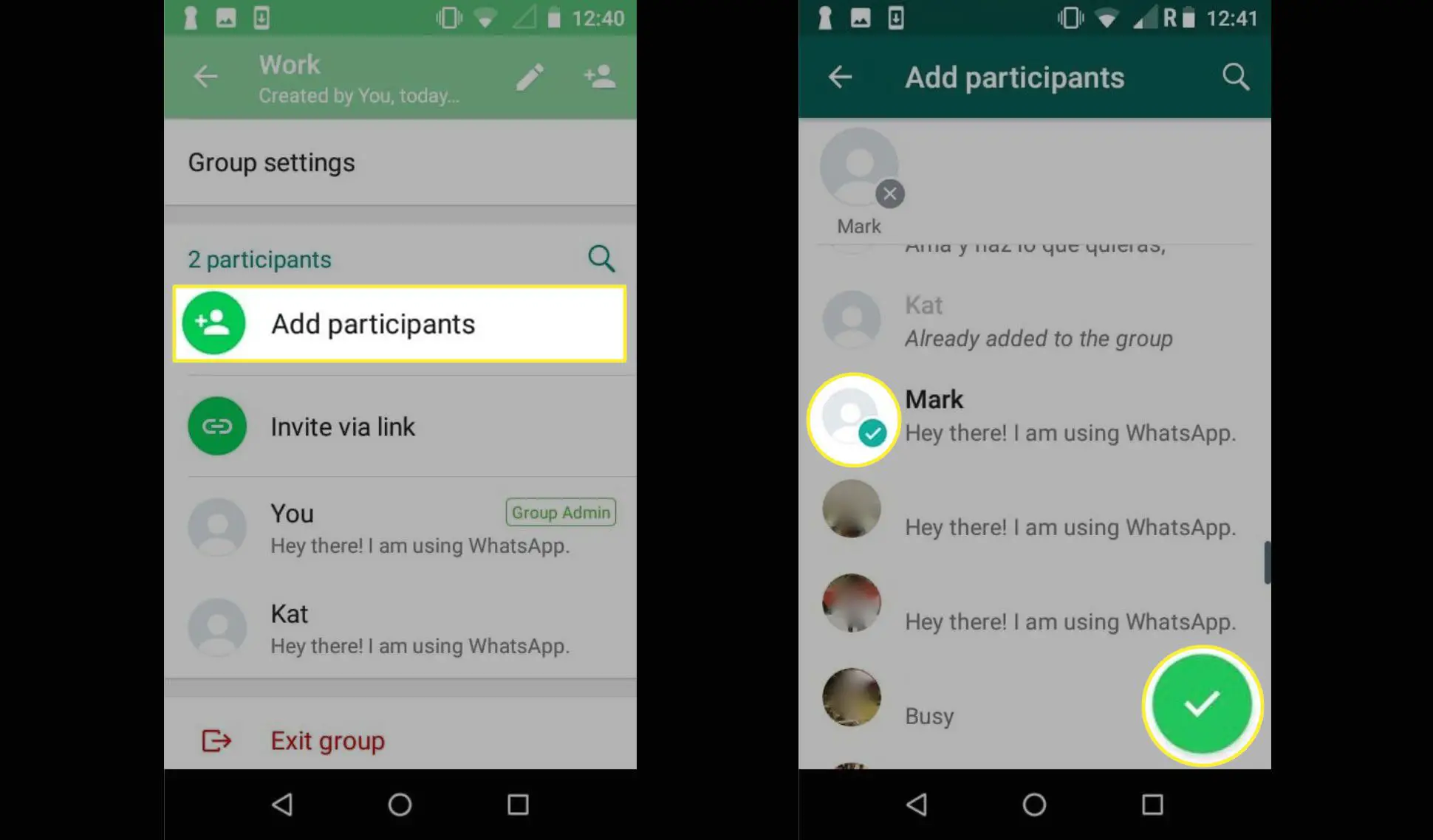 WhatsApp - adicionando participantes no Android