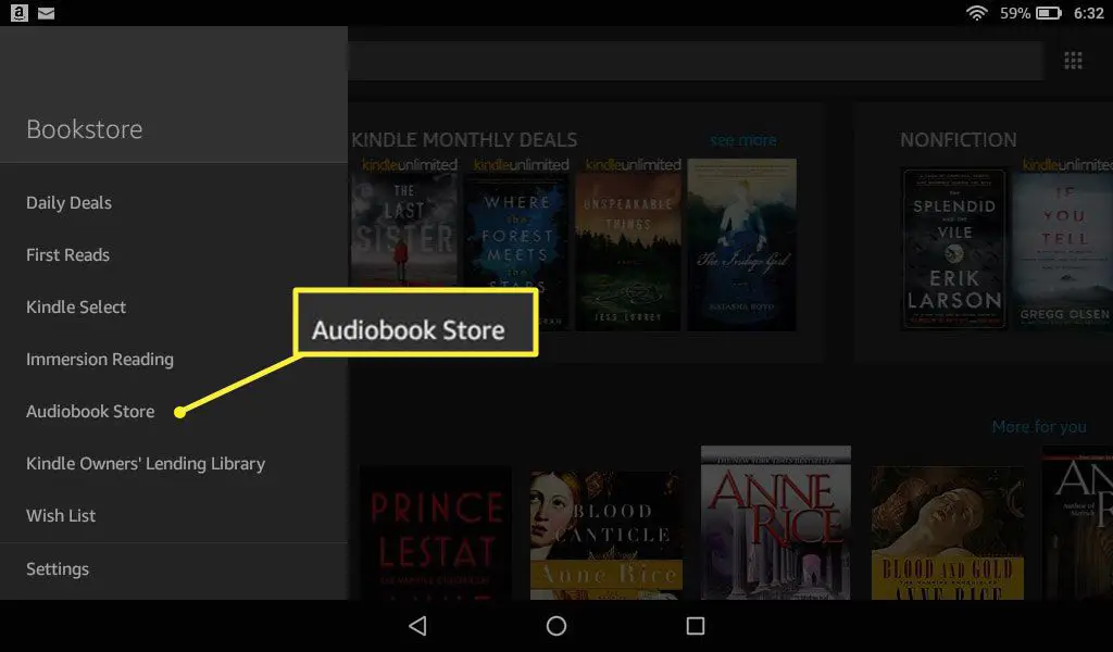 Botão Kindle Audiobook Store