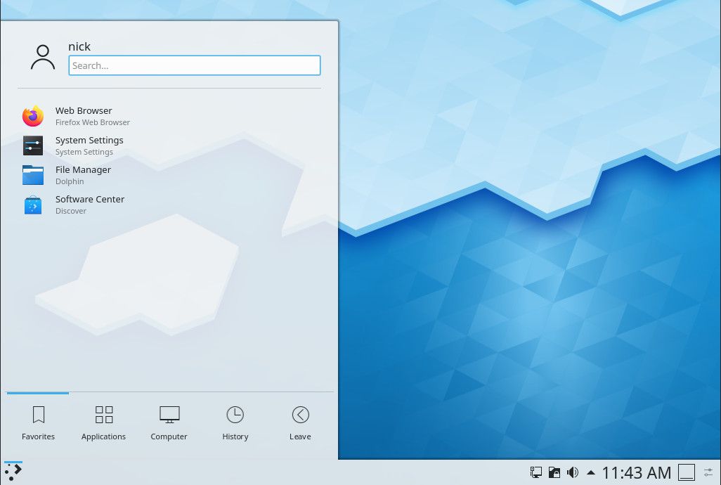 Menu do KDE Plasma