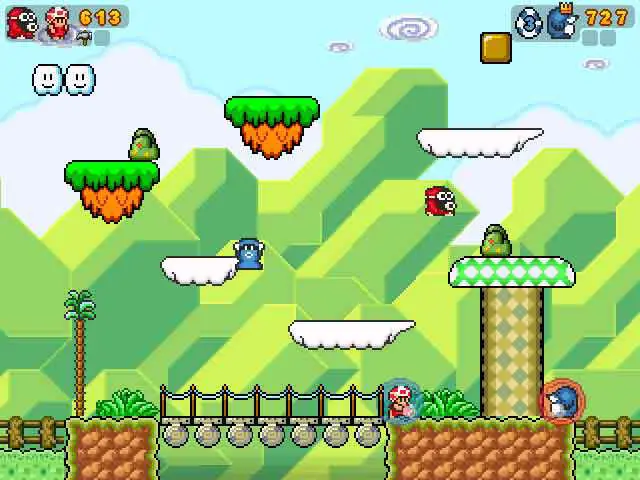 Uma captura de tela do Super Mario War