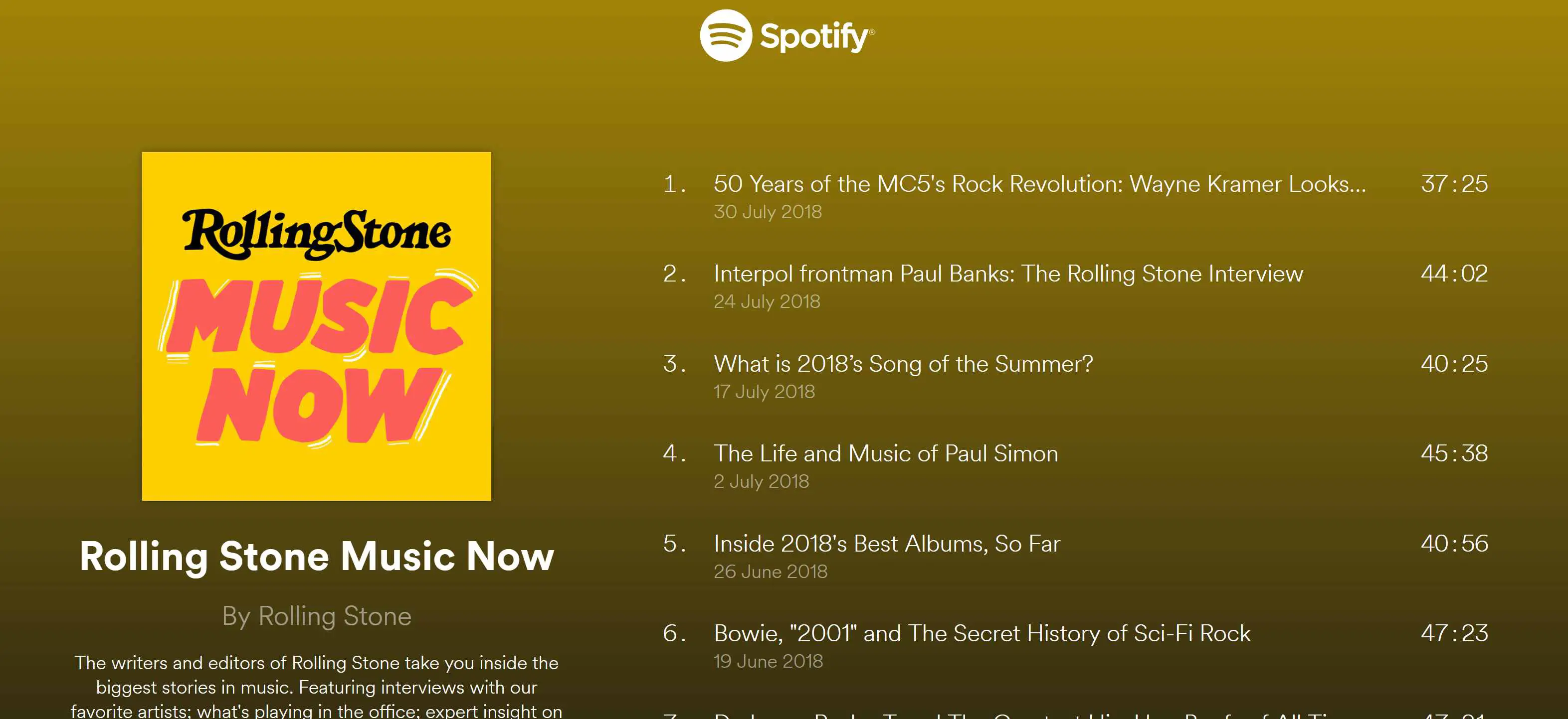 Rolling Stone: podcast Music Now no Spotify