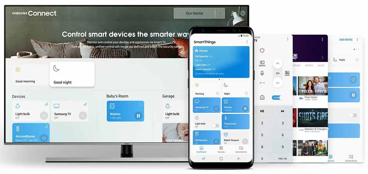 Smart TV e celular Samsung SmartThings