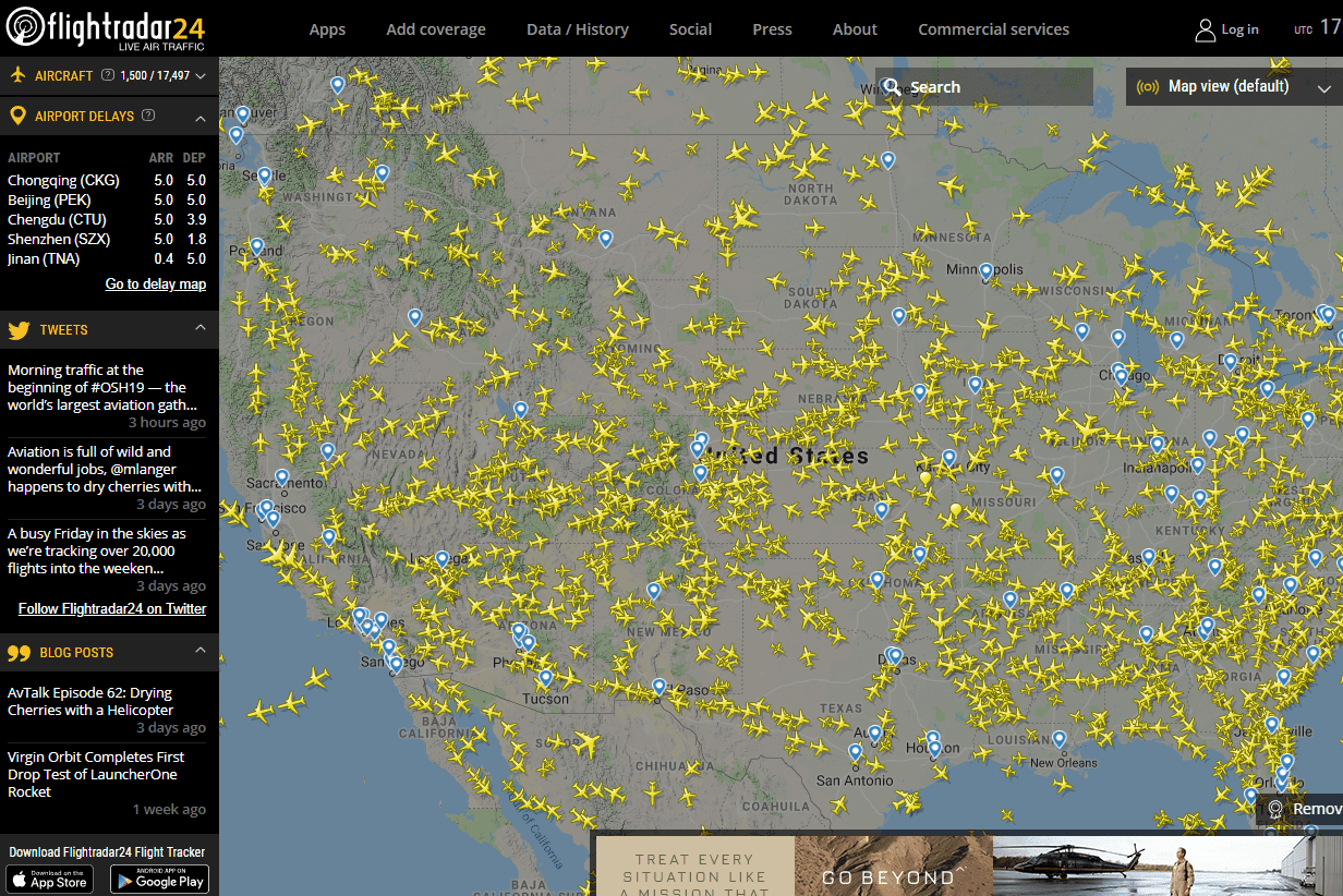Mapa ao vivo FlightRadar24