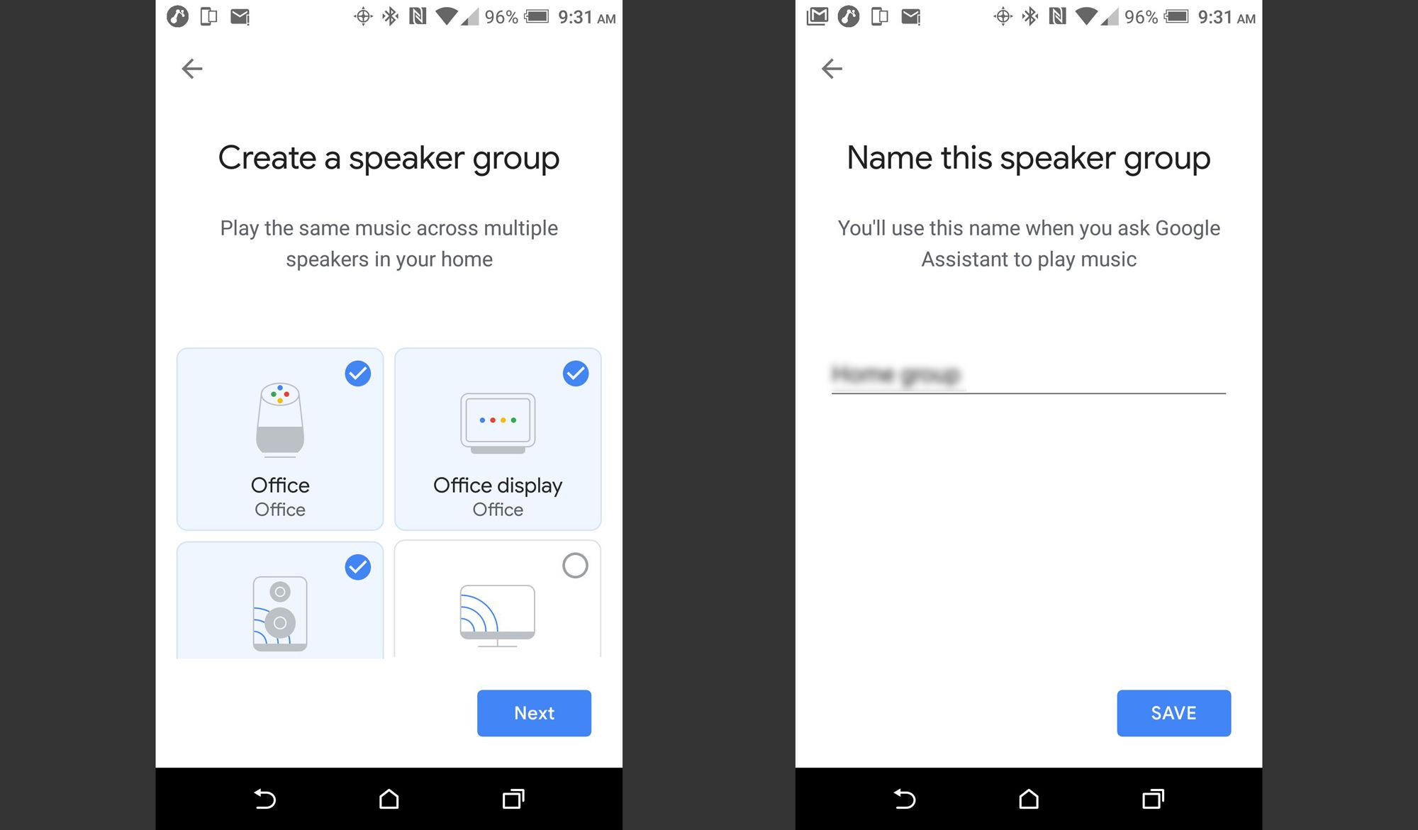 Google Home - Selecionar alto-falantes para o grupo / nome do grupo