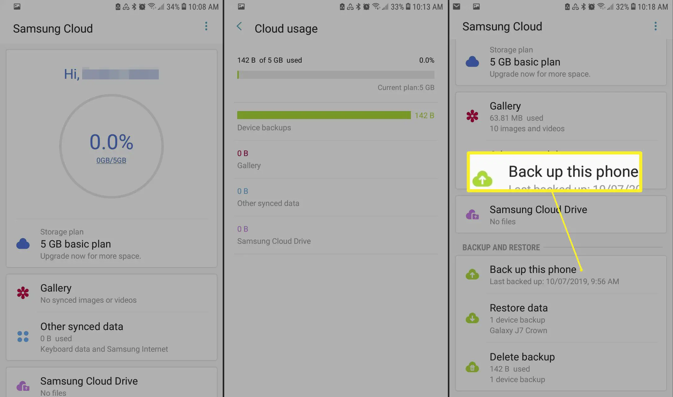 Uso da nuvem Samsung> Faça backup deste telefone” class=”lazyload”      id=”mntl-sc-block-image_1-0-30″ ></p>
</li>
</ol>
<p><span></span> </p>
<h2> <span>  Como remover uma foto individual do Samsung Cloud </span> </h2>
<p>Depois de configurar sua conta Samsung Cloud, você pode excluir imagens que não deseja mais ter em sua nuvem de seu dispositivo móvel.  Abra o <strong>Galeria</strong> aplicativo e selecione a foto que deseja excluir, toque na lata de lixo e toque em <strong>Excluir</strong>.</p><div class='code-block code-block-2' style='margin: 8px 0; clear: both;'>
<script async src=