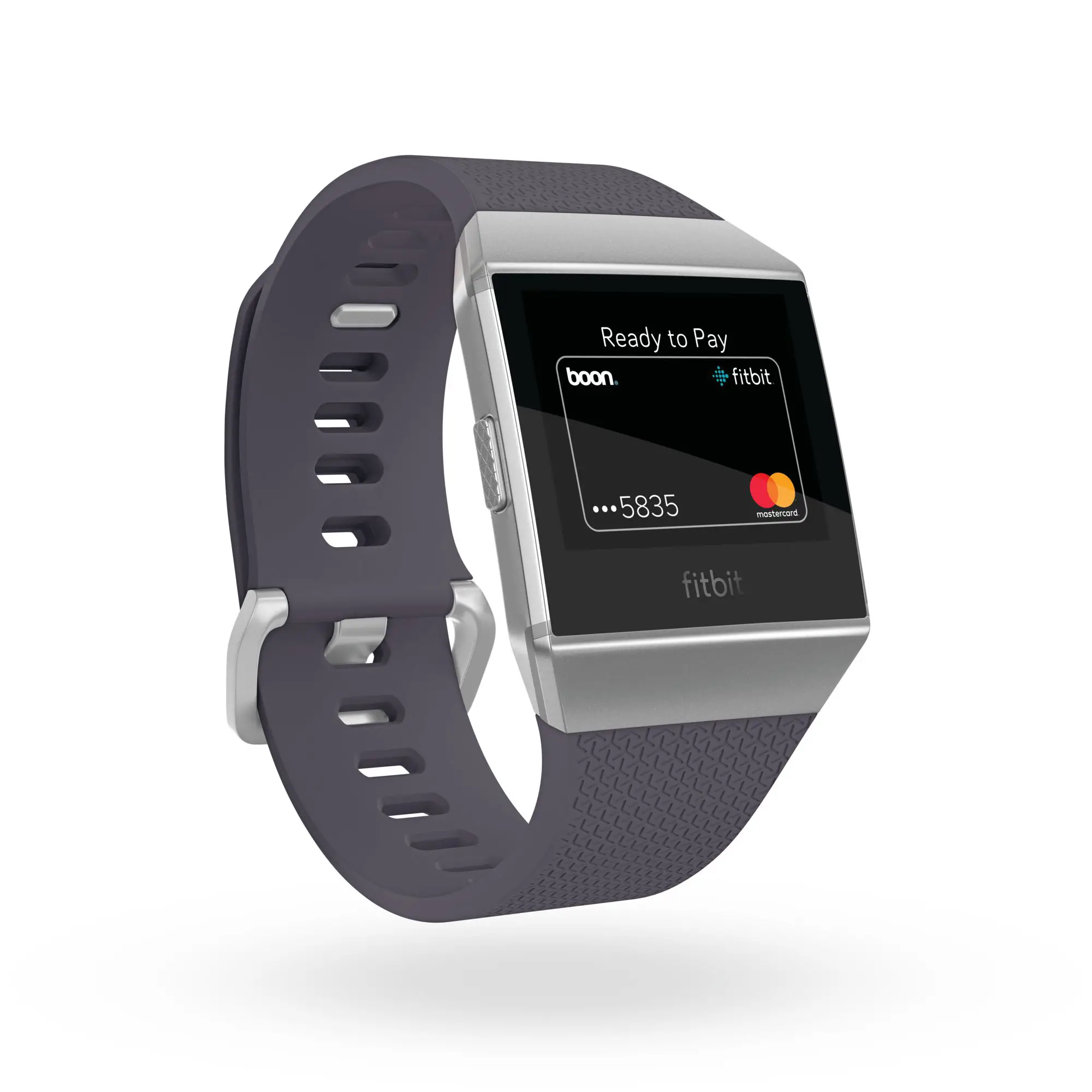 Smartwatch Fitbit Ionic mostrando a tela de pagamento.