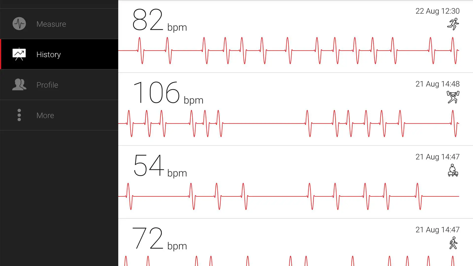 Aplicativo Cardiograph Heart Rate Monitor no Android.