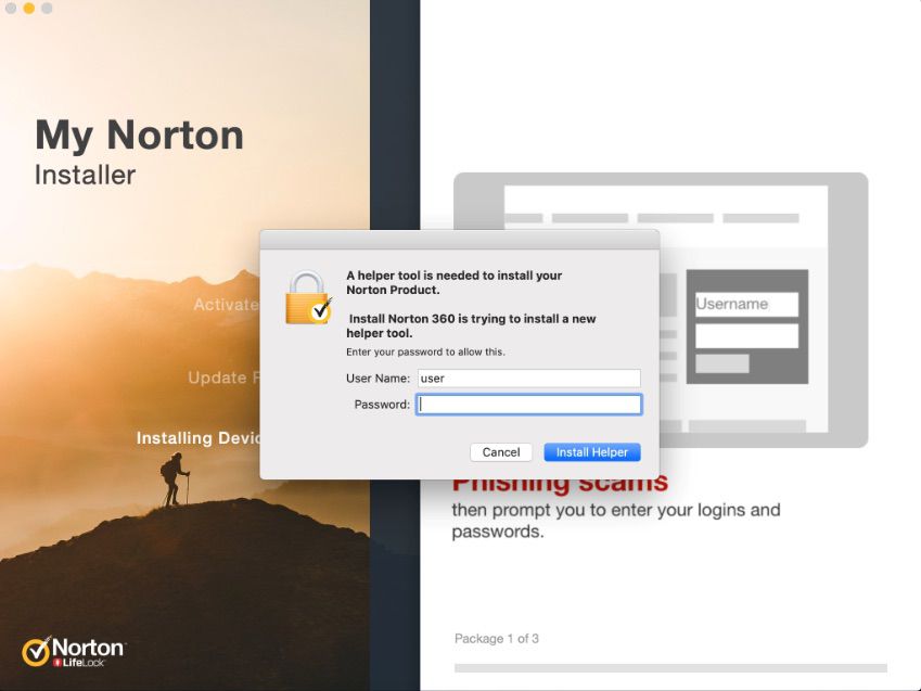 Execute o Norton Installer helper