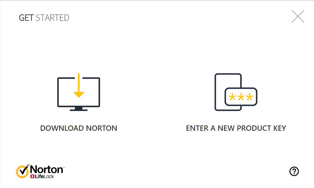 Uma captura de tela da página de download do Norton