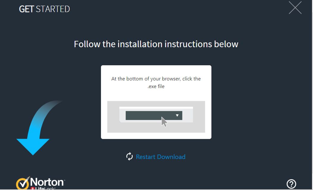 Uma captura de tela da tela de download do arquivo Norton no Windows 10