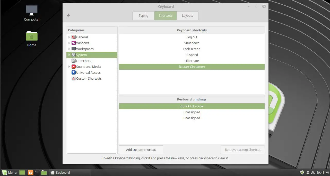 Linux Mint reiniciar Cinnamon