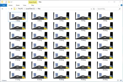 Arquivos DWG em uma pasta