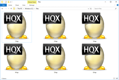 Captura de tela de vários arquivos HQX no Windows 10