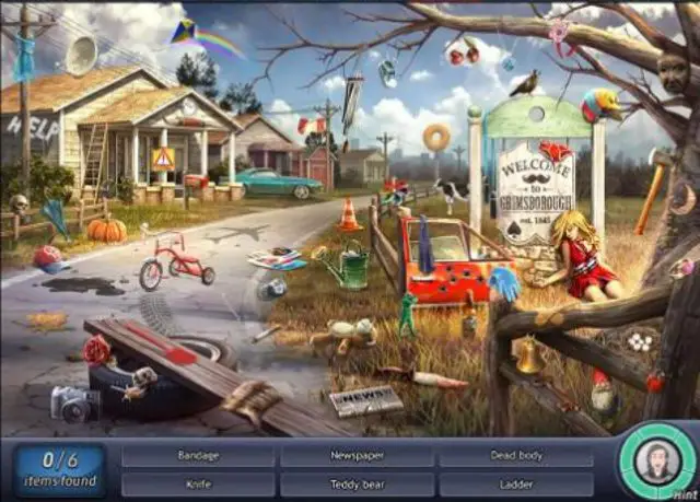 Captura de tela da cena do Caso Criminal retratando uma bagunça em um quintal com um triciclo na rua