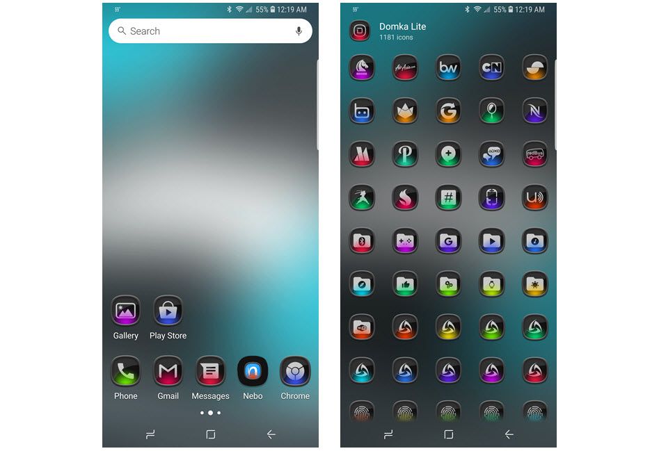 Capturas de tela do pacote de ícones gratuitos Domka para Android.