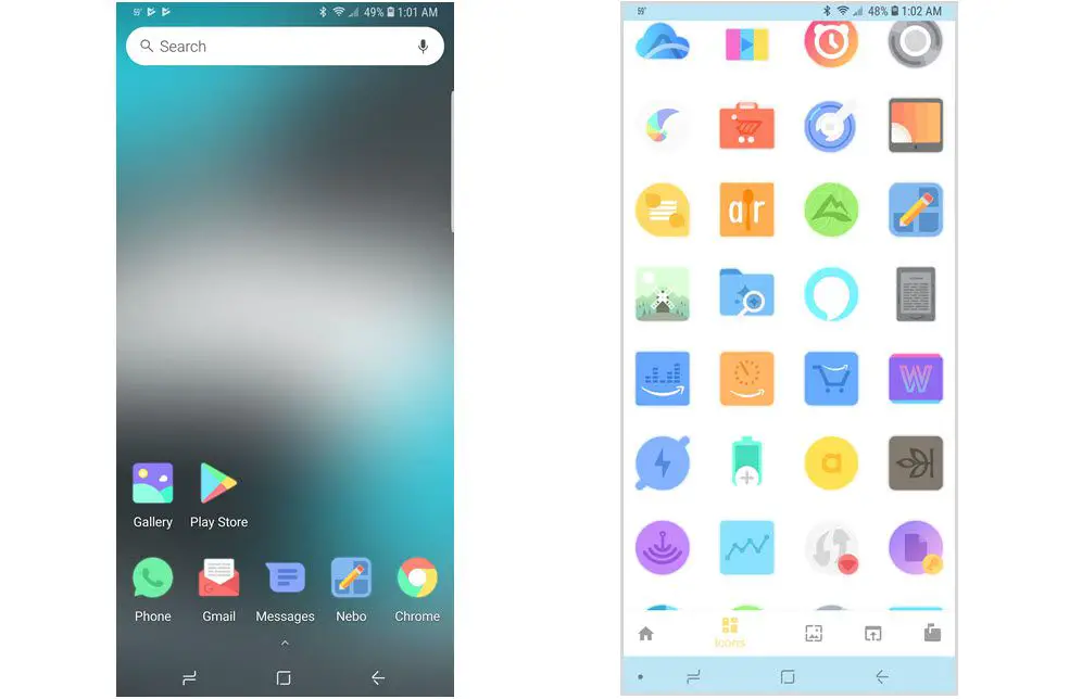 Capturas de tela do pacote de ícones Afterglow para Android.