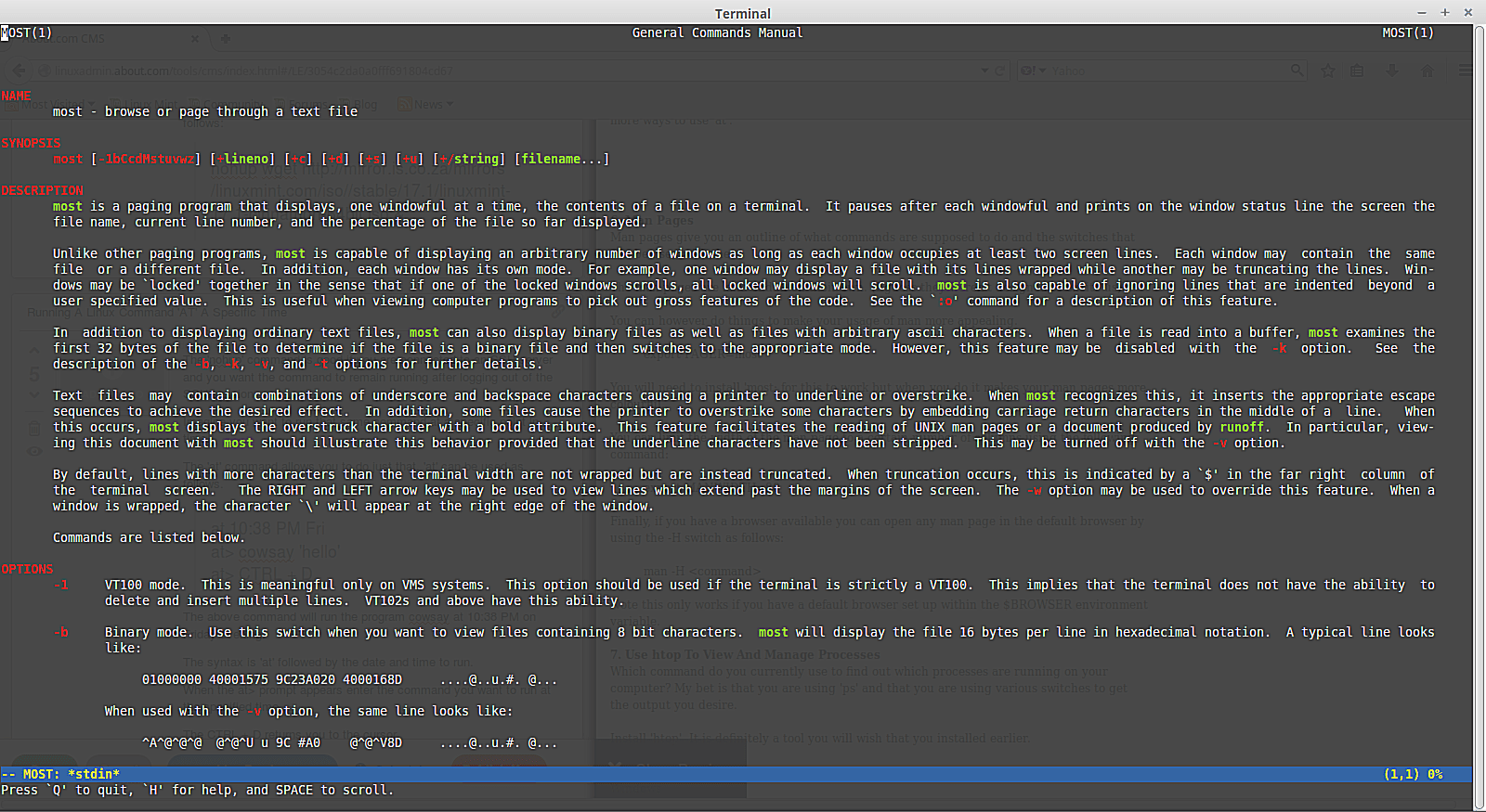 Páginas de manual coloridas no terminal Linux