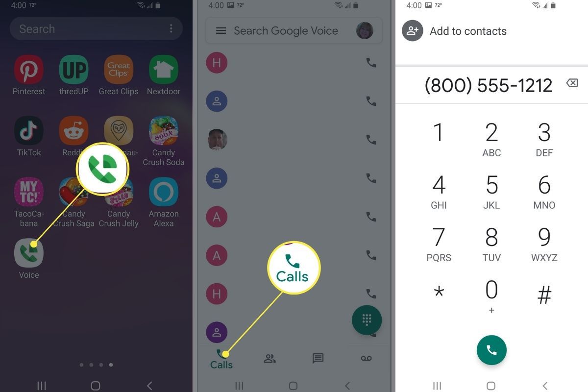 Fazer uma chamada com o app Google Voice