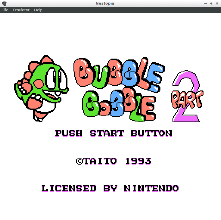 Bubble Bobble 2 no emulador de jogo Nestopia