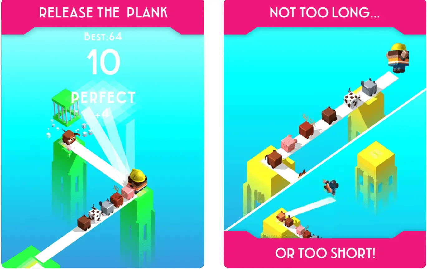 Captura de tela do jogo para iPhone, PLANK!