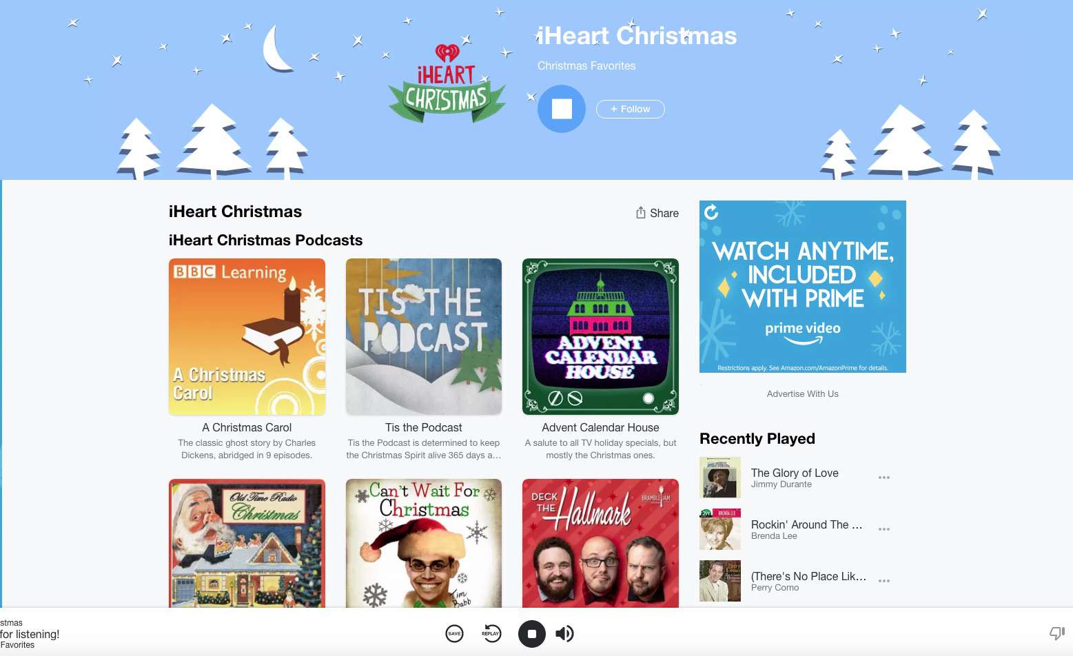 Streaming gratuito de música de Natal da iHeart Radio