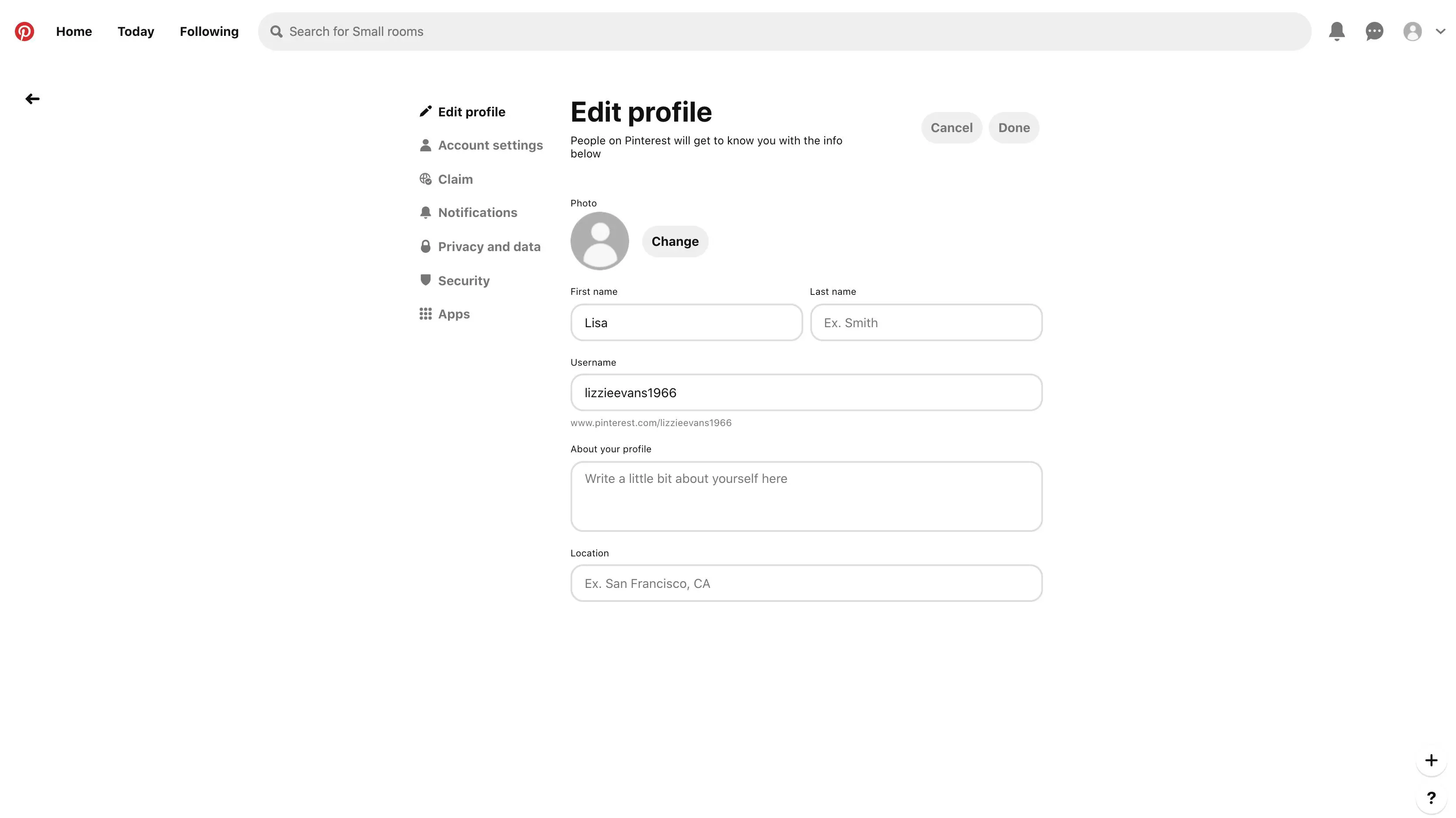 Selecione Configurações para editar o perfil da sua conta,