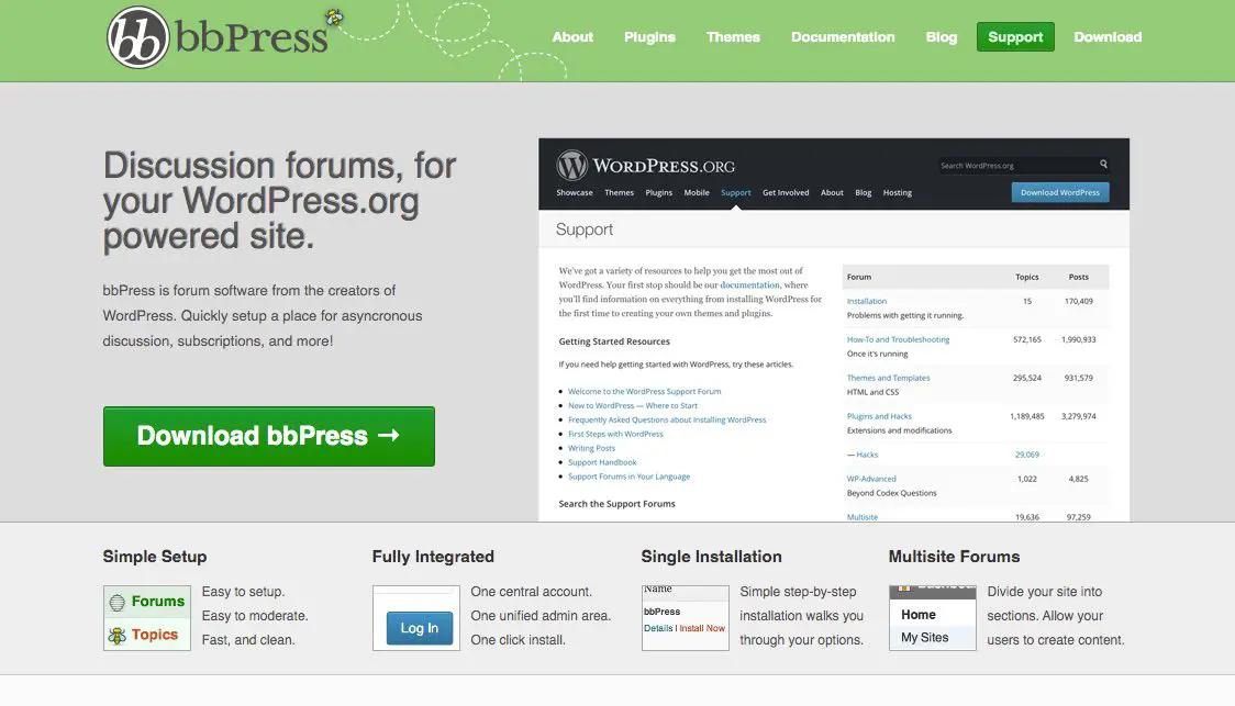 Captura de tela da ferramenta de fórum online gratuita bbPress