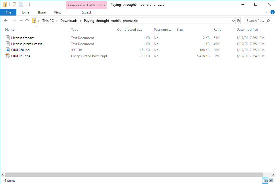 Captura de tela mostrando um arquivo ZIP aberto no Windows 10