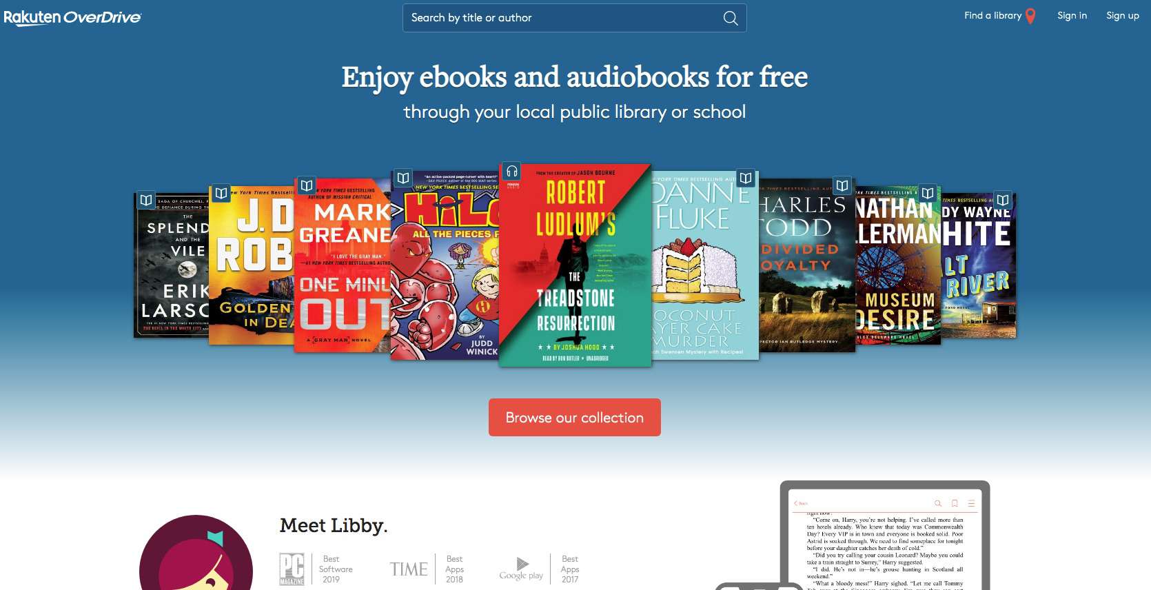 Captura de tela do serviço OneDrive para obter livros gratuitos do Nook da biblioteca pública