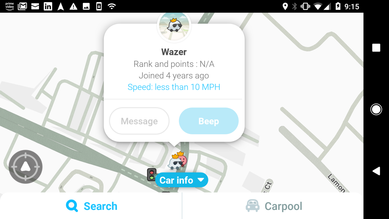 Captura de tela das interações sociais do Wazer