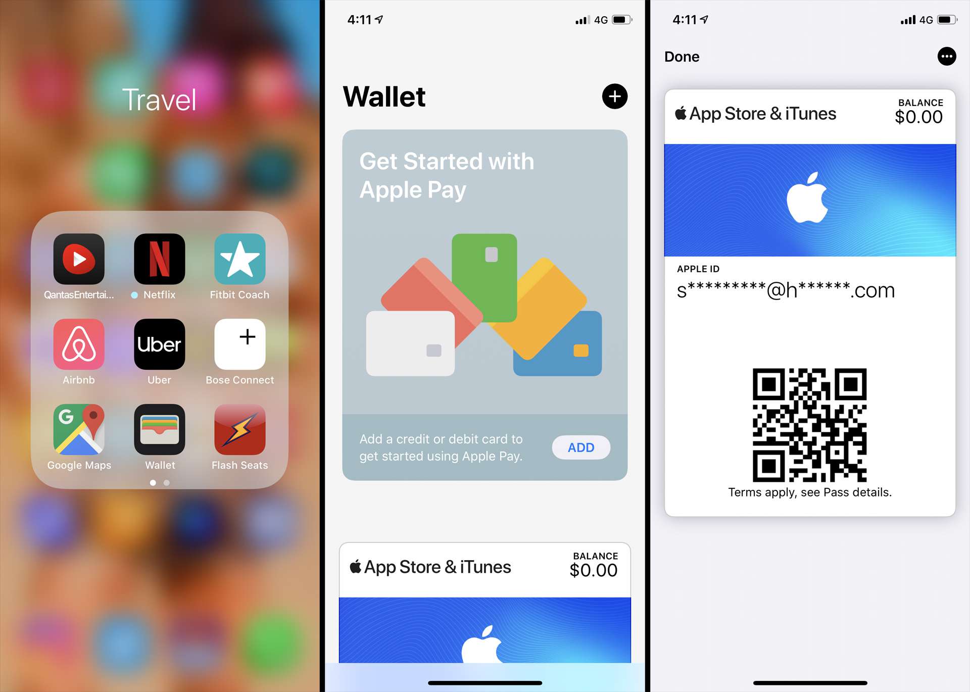 Aplicativo Wallet em um iPhone.