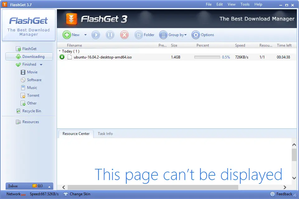 Gerenciador de download do FlashGet no Windows 8