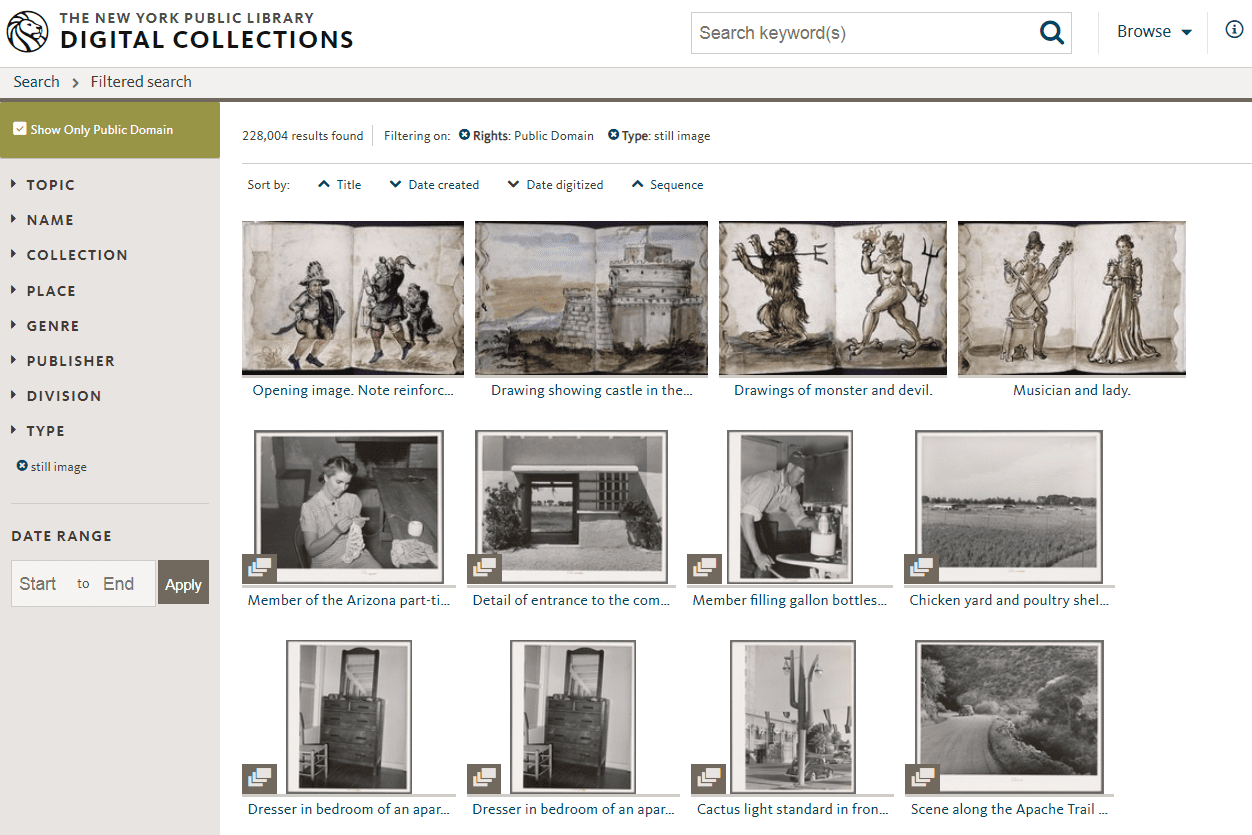 Imagens de domínio público nas coleções digitais da biblioteca pública de Nova York