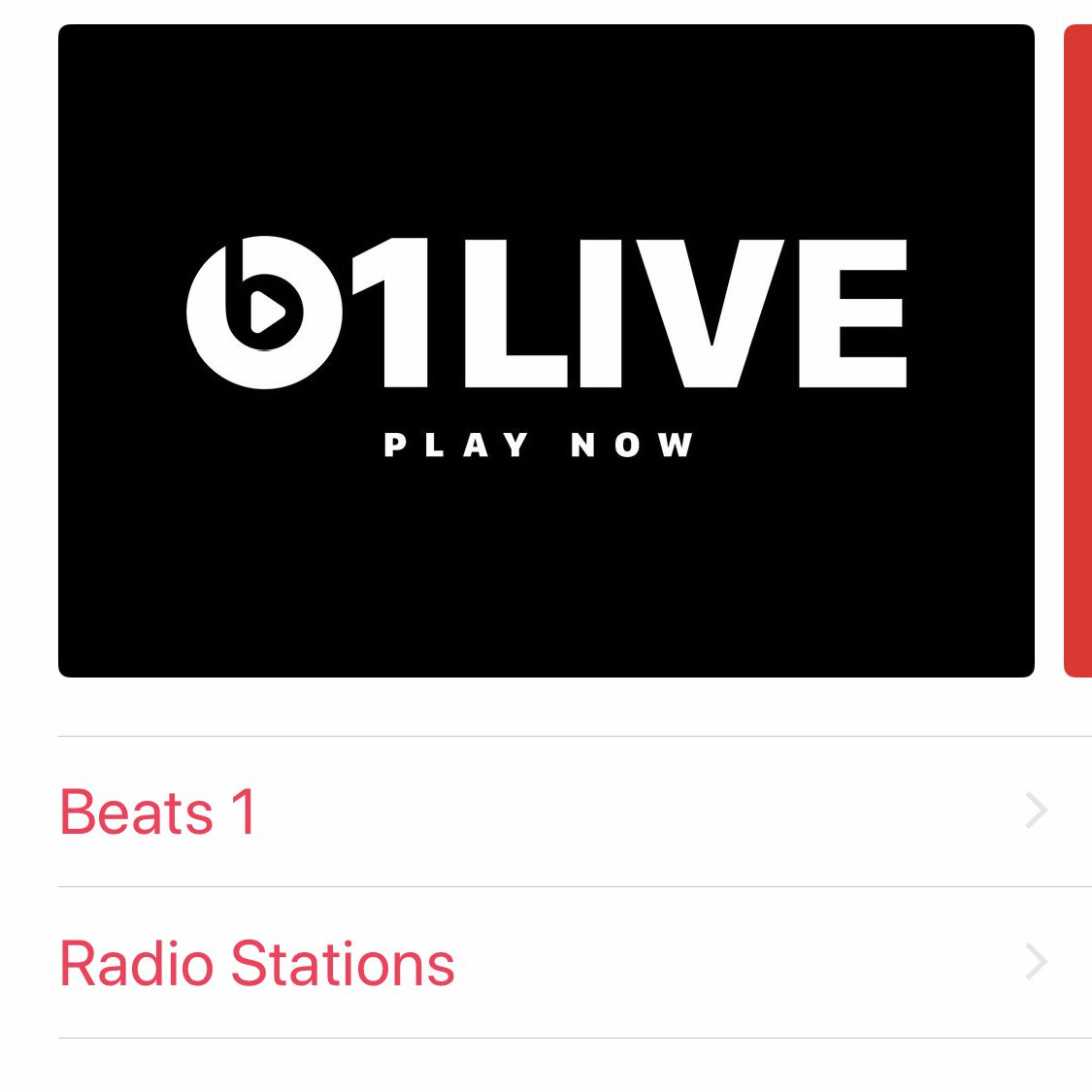 Uma captura de tela das opções de rádio no Apple Music no iPhone