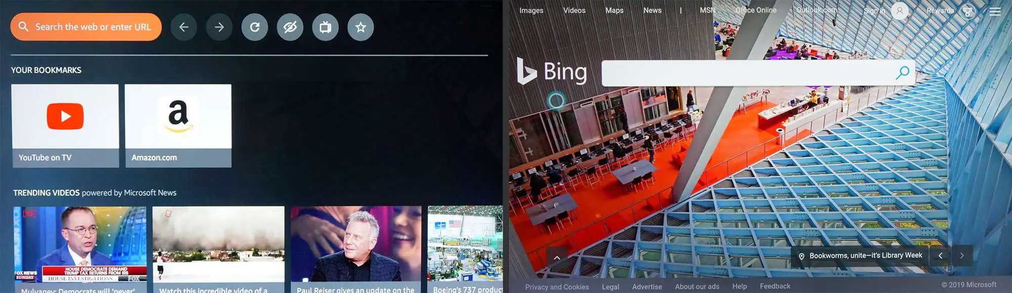 Fire TV - Silk Web Browser com Bing Search