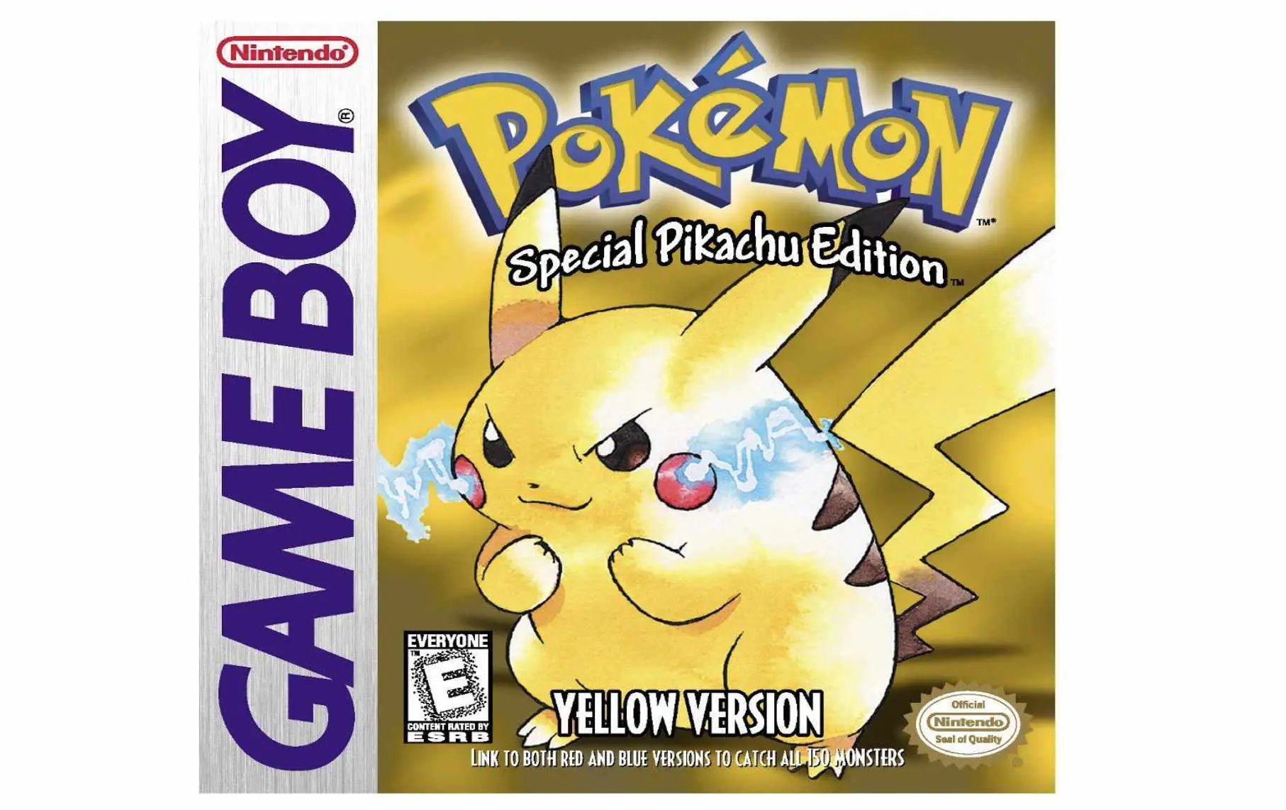 Capa do jogo Pokémon Yellow para gameboy com Pikachu
