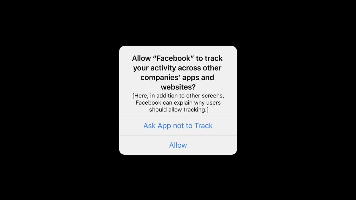A mensagem anti-rastreamento da Apple que as pessoas verão em seus iPhone.