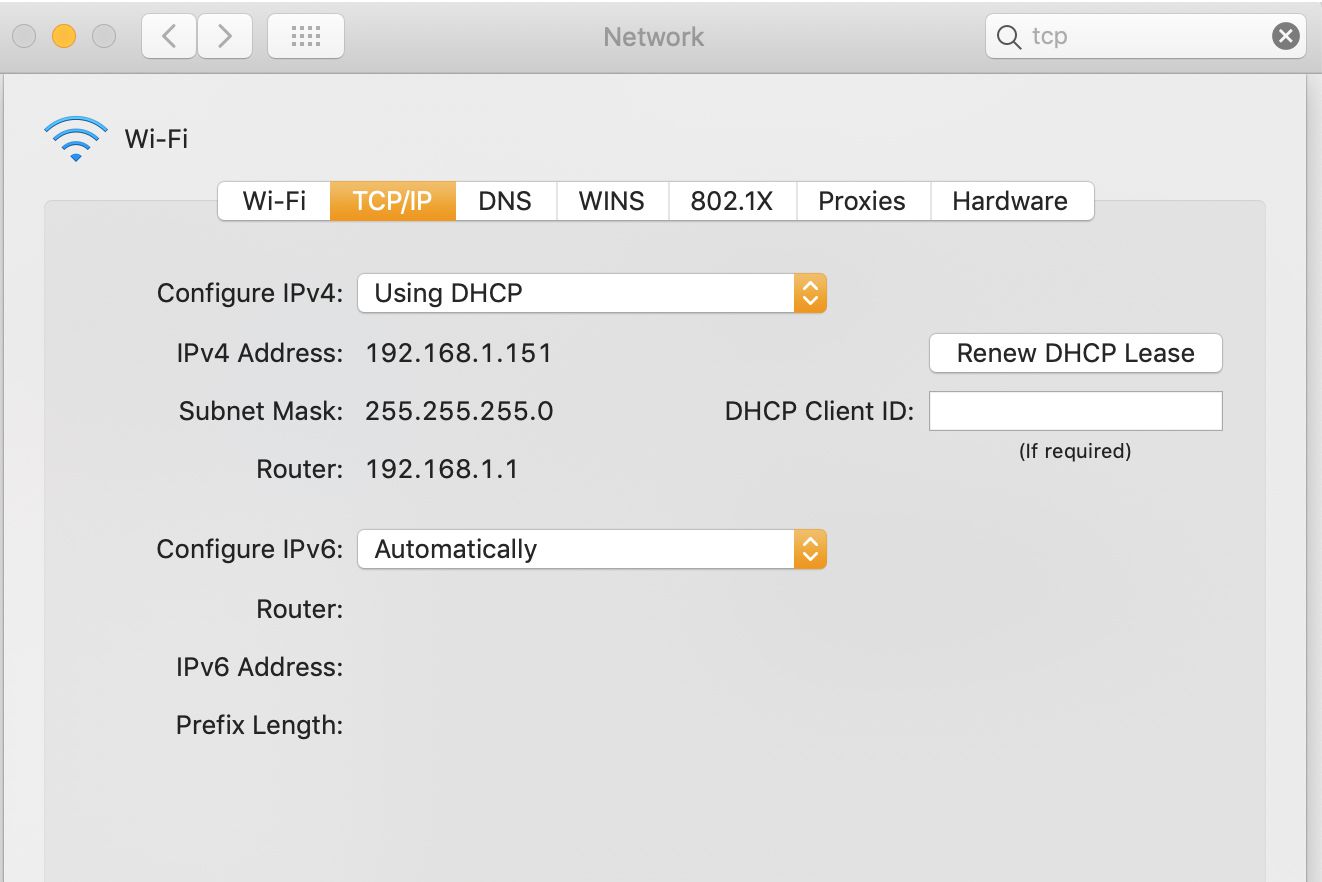 Configurações de rede Wi-Fi no macOS