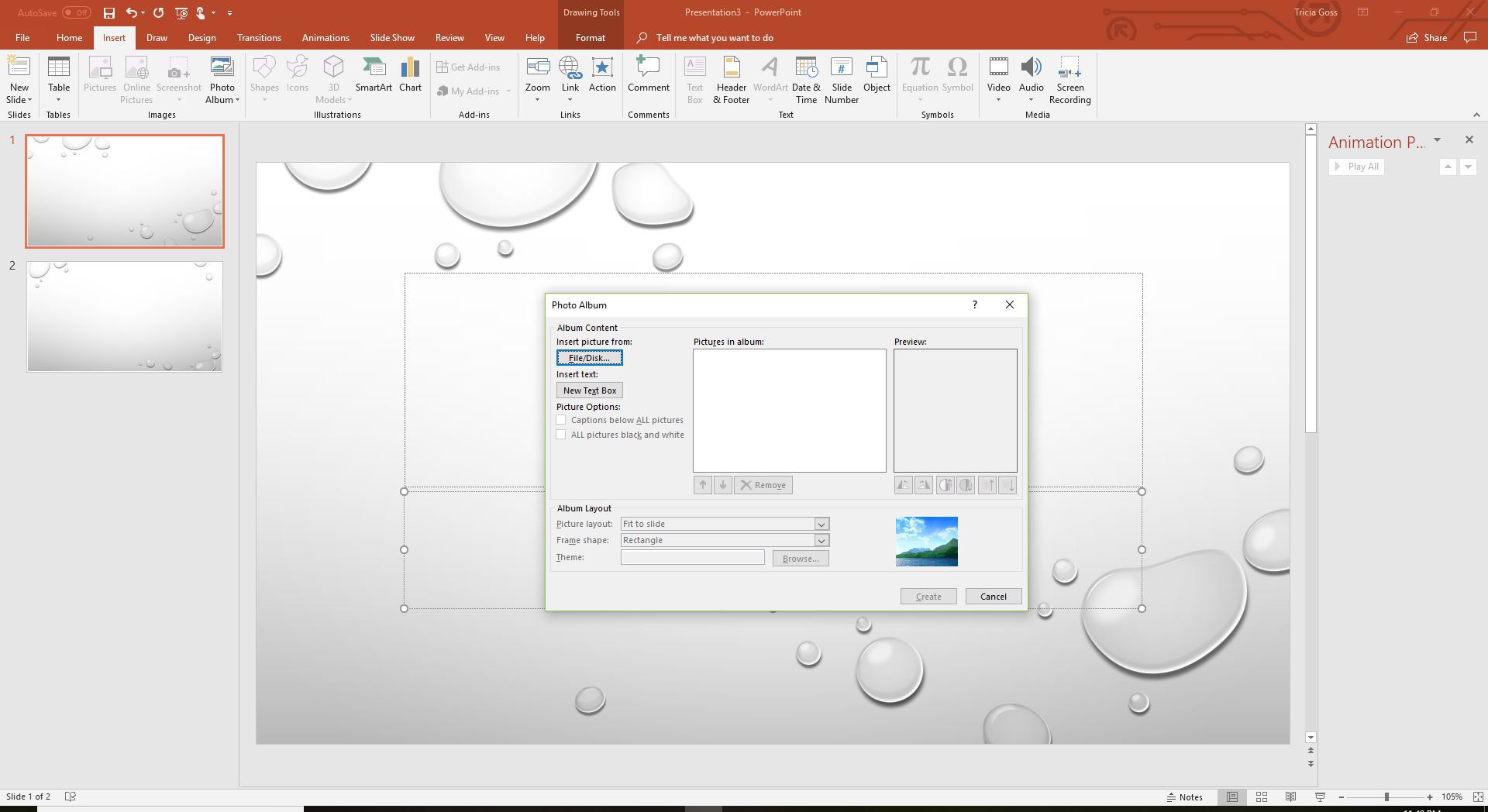 Uma captura de tela da caixa de diálogo do PowerPoint para inserir a imagem do arquivo / disco.