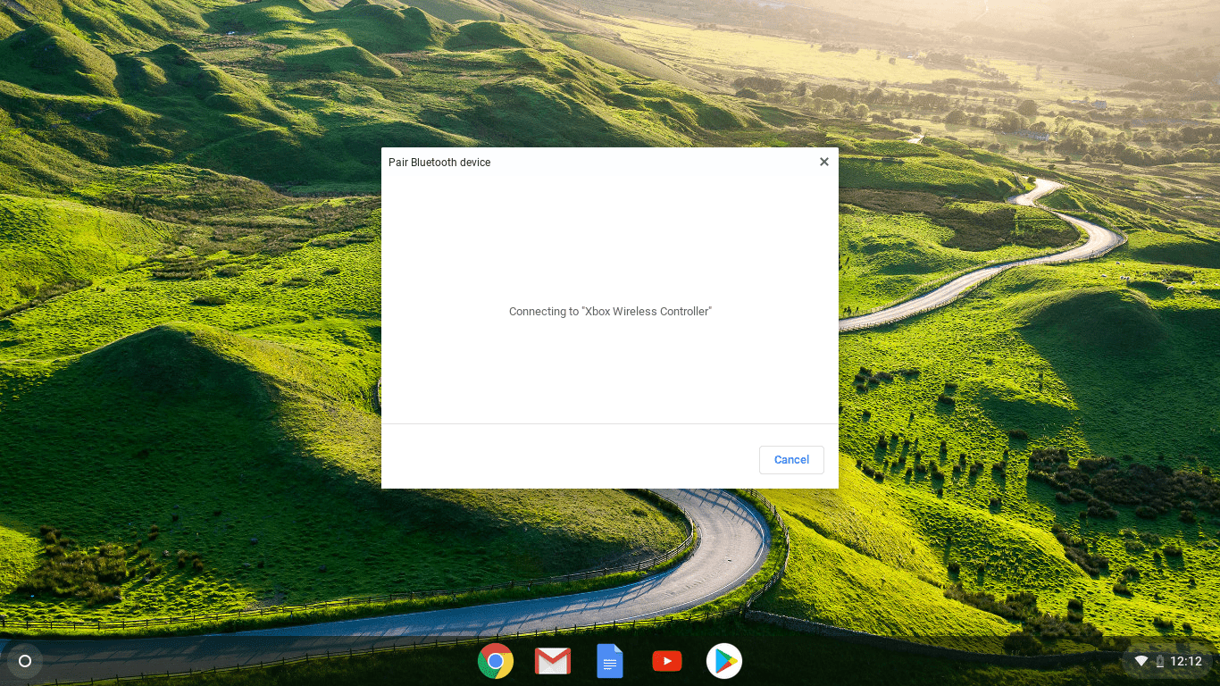 Uma captura de tela da função de emparelhamento Bluetooth em um Chromebook.