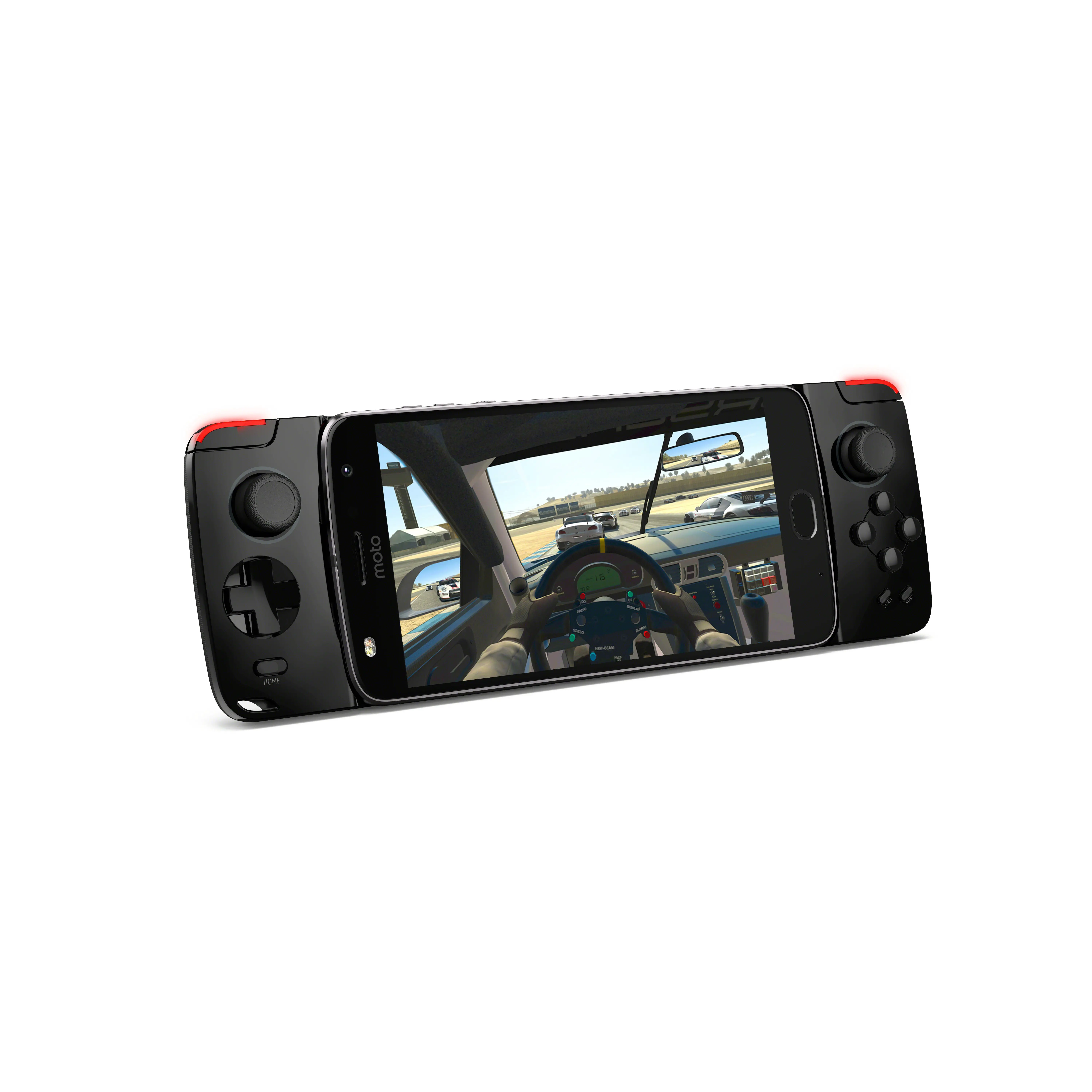 O Moto GamePad Mod com jogo na tela do smartphone