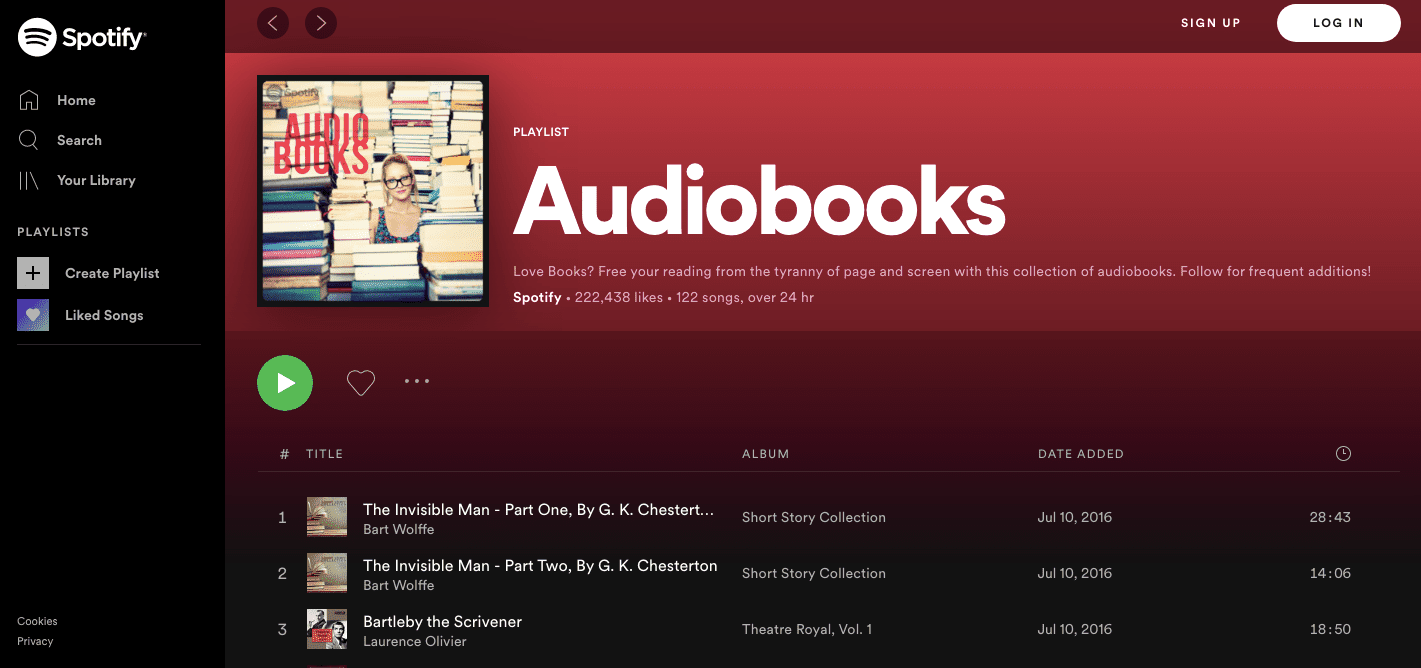 Audiolivros no Spotify
