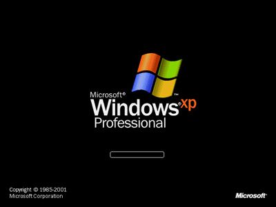 Captura de tela da tela inicial do Windows XP