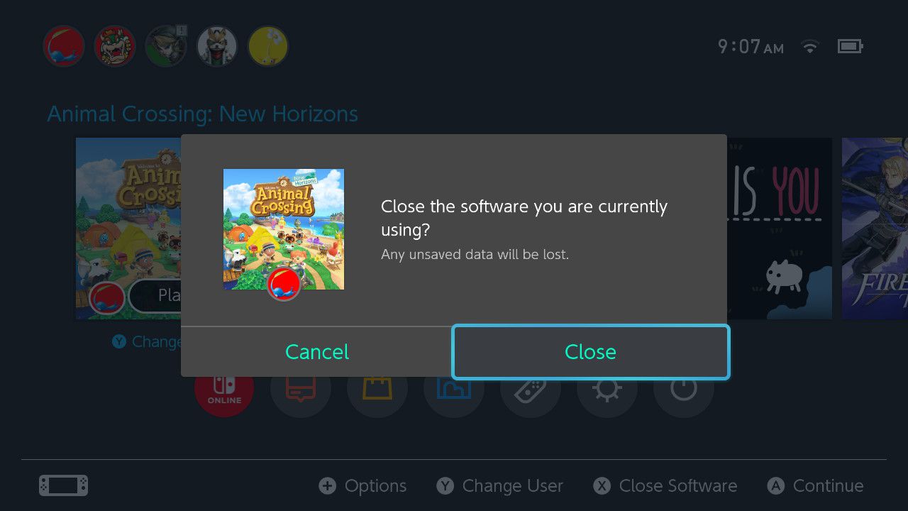 Closing Animal Crossing: software New Horizons no Nintendo Switch