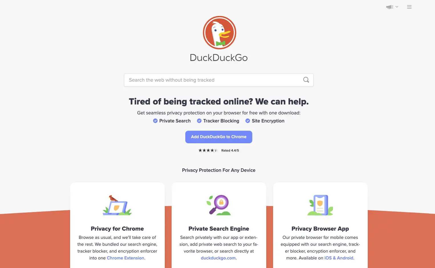 Abra o mecanismo de pesquisa DuckDuckGo em um navegador da web.