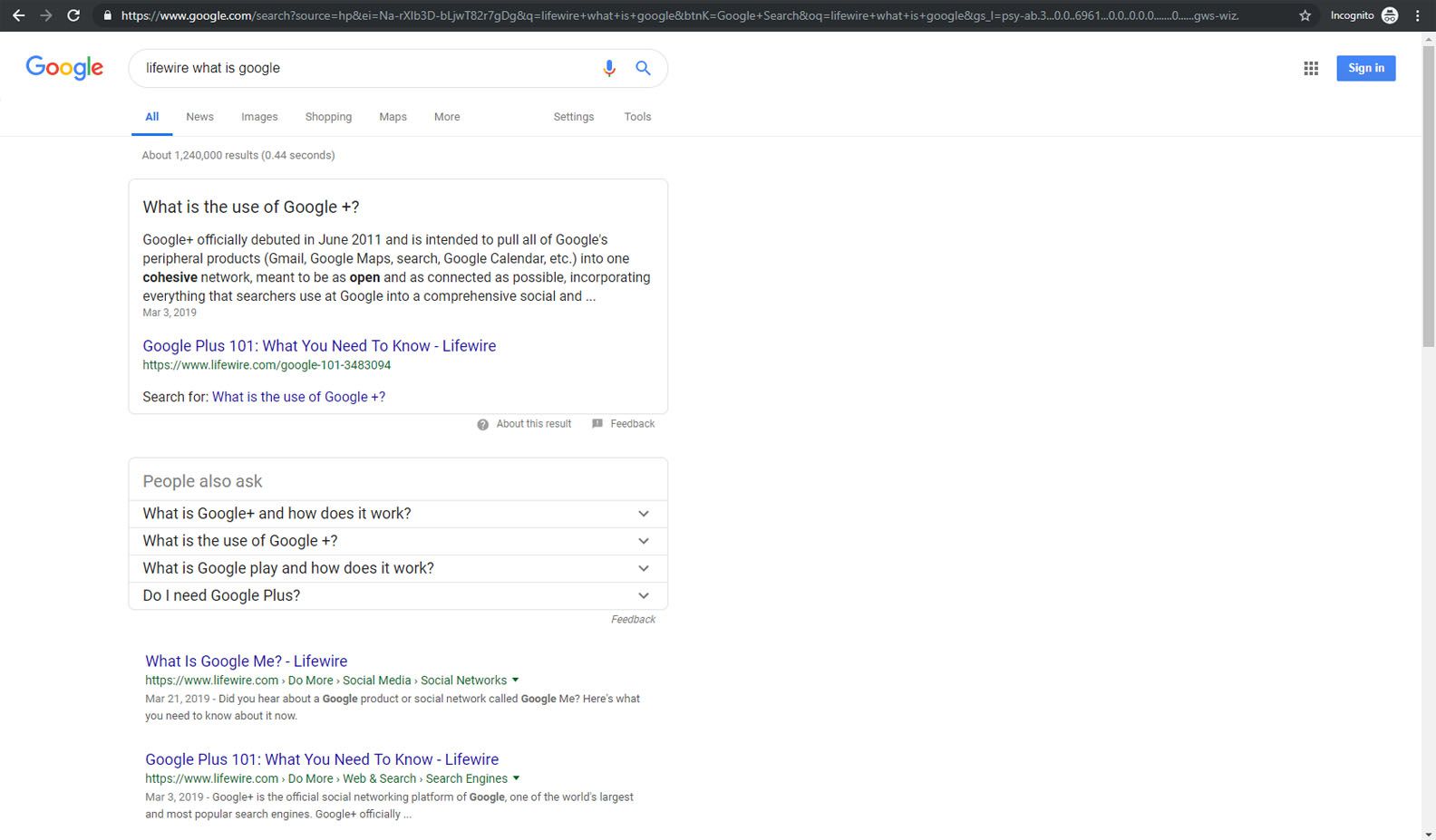 Pesquisa no Google por um termo de page rank no modo de navegação anônima